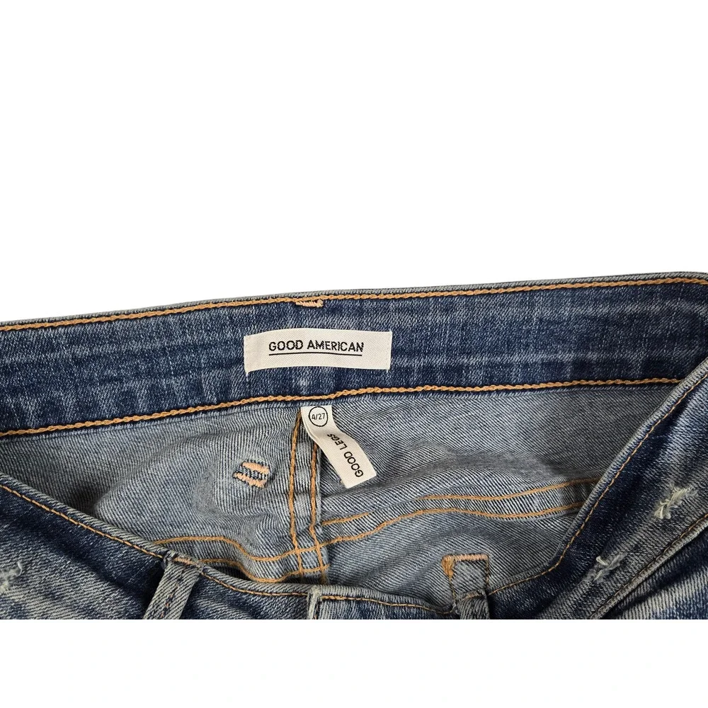 Good American Good Legs High Rise Pom Pom Skinny Jeans Size 27 4 Blue